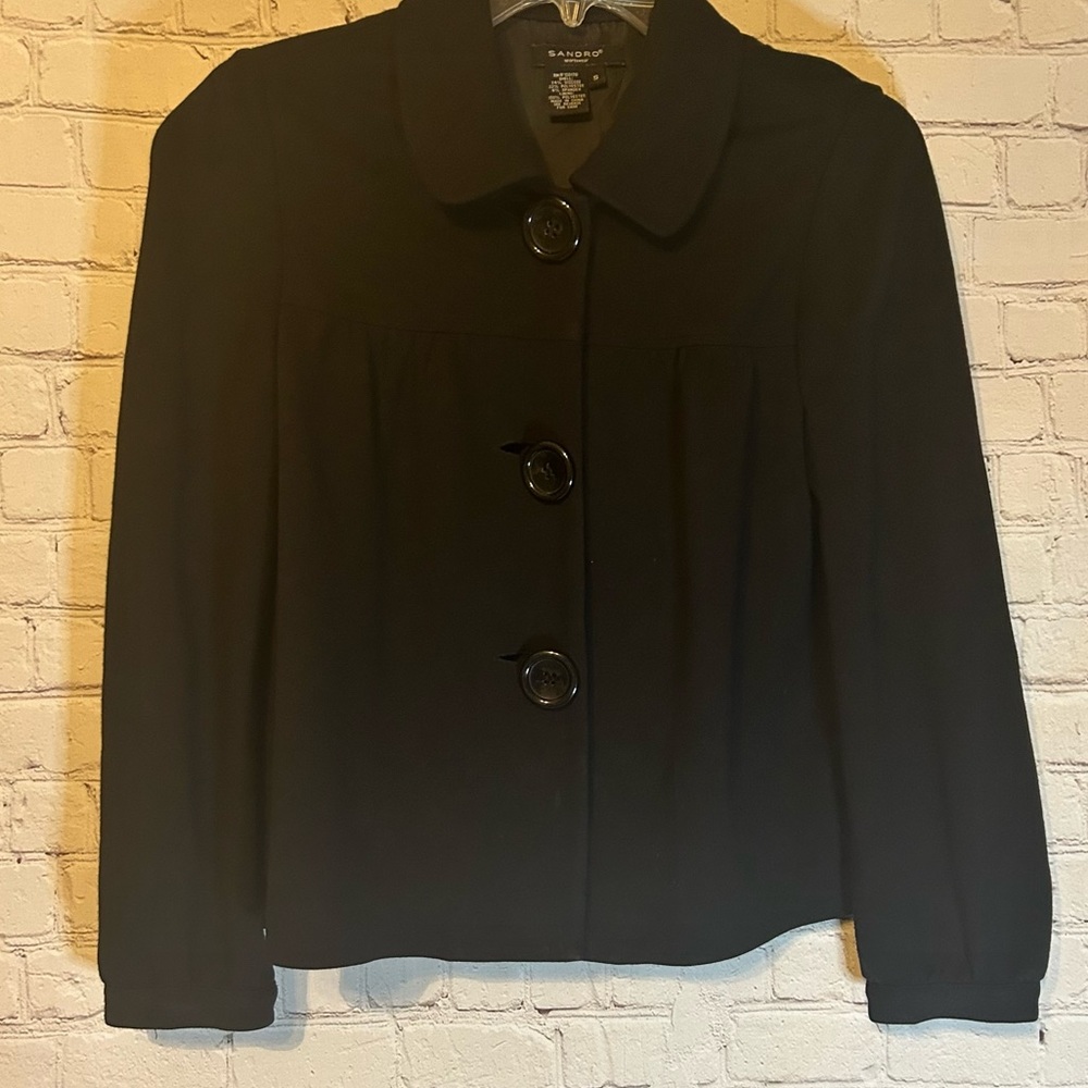 Sandro black cropped swing jacket, S